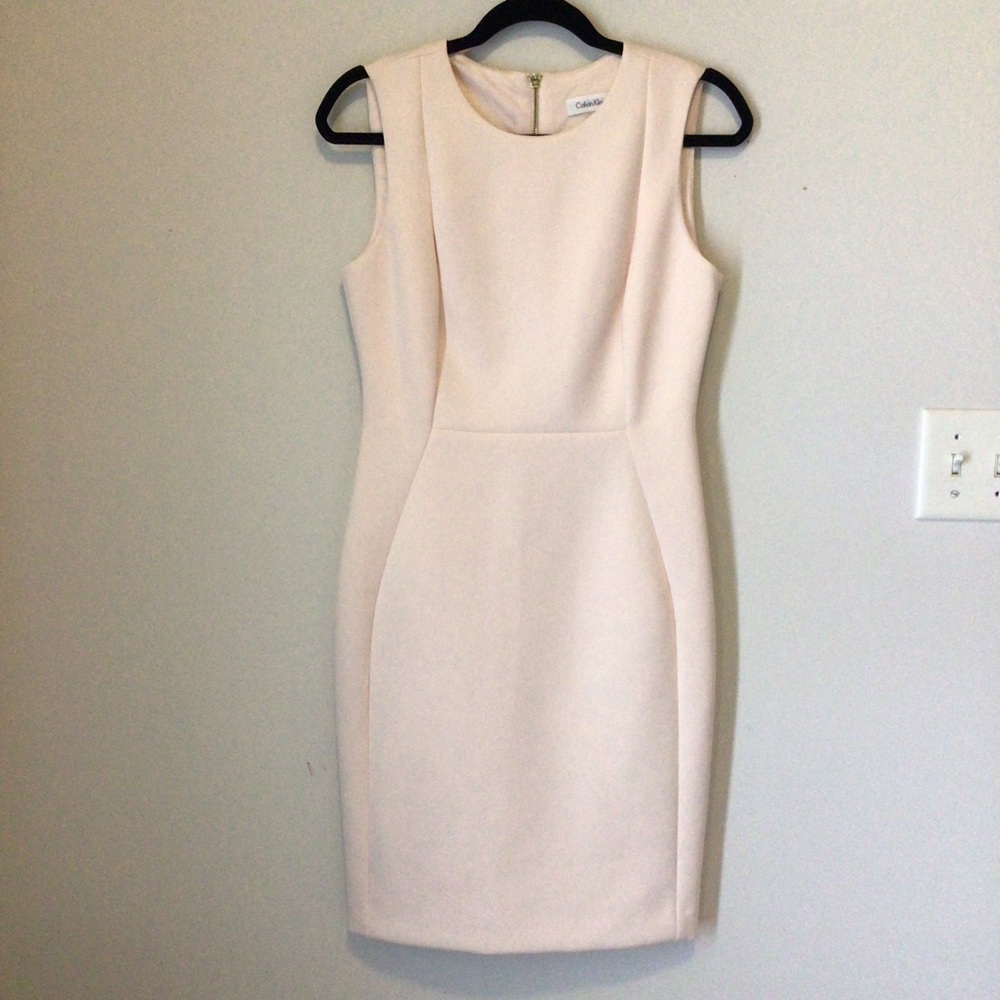 CALVIN KLEIN SCUBA SHEATH DRESS BLUSH SIZE 8